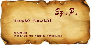 Szopkó Paszkál névjegykártya